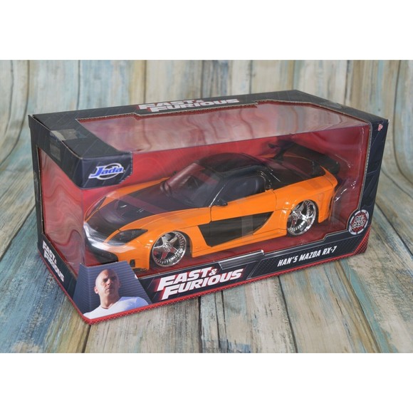 1:24 Fast & Furious Han's Mazda RX-7 Die-Cast Orange / Black Diecast Car Sealed - Picture 2 of 10